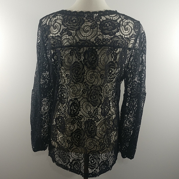 Top: NEW Adiva Rose Lace V-Neck Blouse - Picture 6 of 6